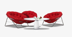 现代三人沙发现代简欧红色沙发高清图片