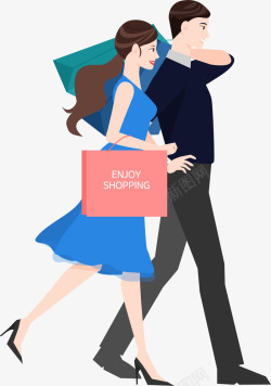 购物开心情人节购物的情侣高清图片
