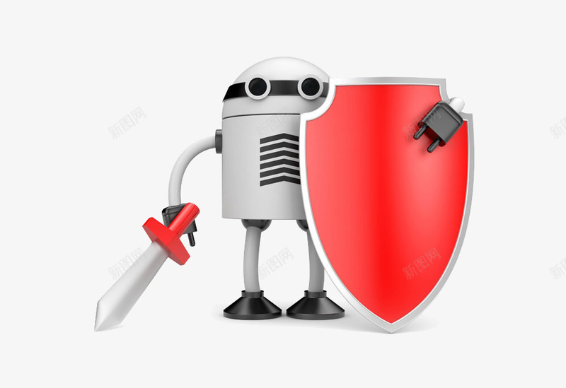 拿着红盾牌的机器人png免抠素材_新图网 https://ixintu.com 保护盾 智能 现代科技 红色 长剑