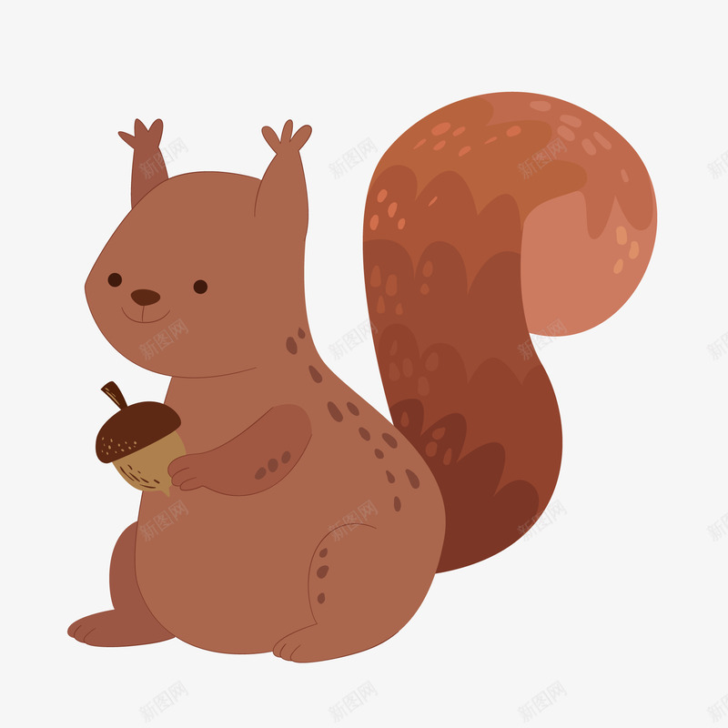 卡通可爱的小松鼠png免抠素材_新图网 https://ixintu.com 动物 卡通 可爱 小松鼠 拿着松果 森林