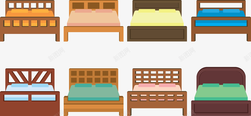 床家庭用品png免抠素材_新图网 https://ixintu.com 床 床单被罩 床头柜 木头床 枕头 生活用品 颜色
