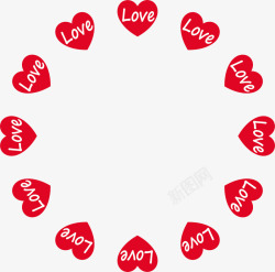 红色爱心圆形框架素材