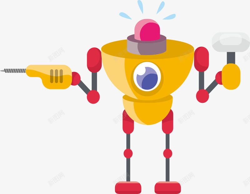 电钻机器人png免抠素材_新图网 https://ixintu.com 人工智能 机器人 电钻 矢量素材 高科技