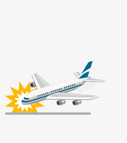 着陆的飞机卡通扁平化飞机失事事故插画矢量图高清图片