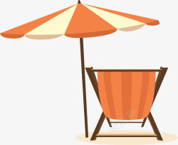 海边度假阳伞躺椅矢量图素材