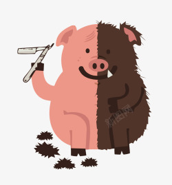 野猪PNG矢量图打扮创意插画高清图片