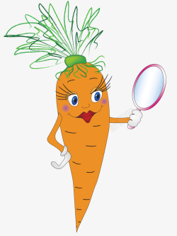 代言蔬菜的女生一棵卡通胡萝卜矢量图高清图片