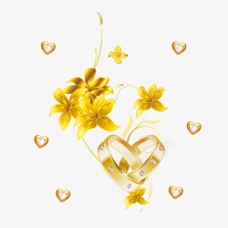 戒指海报素材纯金色花朵高清图片