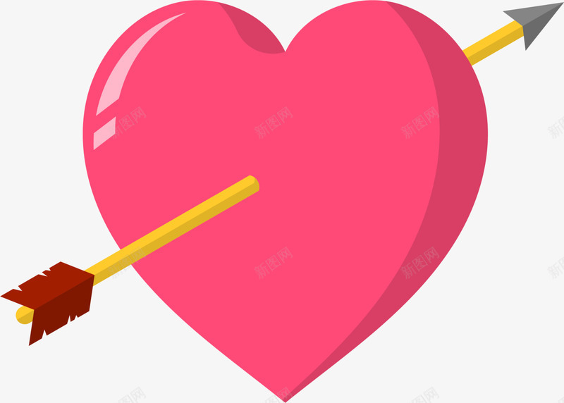 情人节中箭的爱心png免抠素材_新图网 https://ixintu.com 一箭穿心 中箭的爱心 情人节 爱情 红色爱心 黄色羽箭