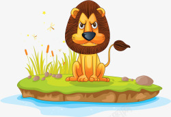坐着河岸上的狮子素材