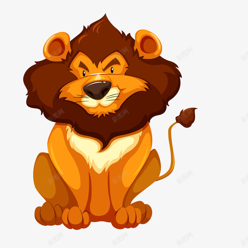 坐着的狮子矢量图ai免抠素材_新图网 https://ixintu.com 动物园 动物设计 卡通 坐着的 森林 狮子 矢量图