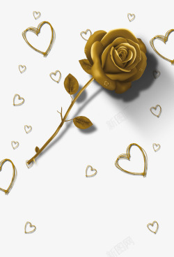 情人节浪漫创意金色玫瑰素材