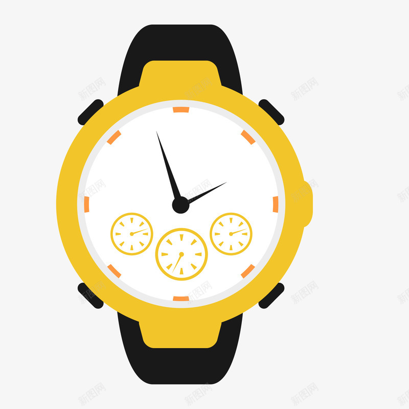 黄色圆弧时间手表元素png免抠素材_新图网 https://ixintu.com 卡通插画 圆弧 弧度 弯曲 手表 时间 黄色