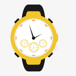 黄色圆弧时间手表元素素材