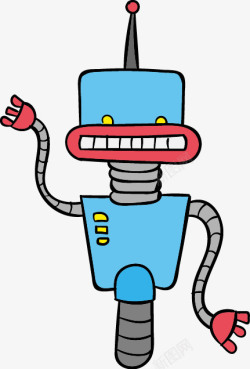 卡通会笑的蓝色机器人矢量图素材