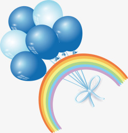 彩虹上的蓝气球素材
