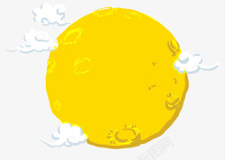 月亮白云背景素材中秋节日黄色月亮祥云高清图片