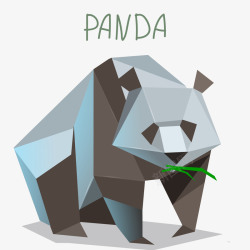 几何动物熊猫折纸插画矢量图高清图片