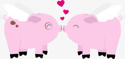 爱心小猪情人节粉色小猪情侣高清图片