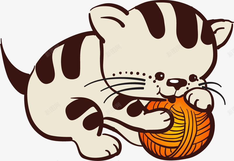 卡通玩毛线球的猫咪png免抠素材_新图网 https://ixintu.com 动物 卡通 可爱 小猫 手绘 毛线球 猫咪 精美