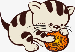 精美松枝球卡通玩毛线球的猫咪高清图片