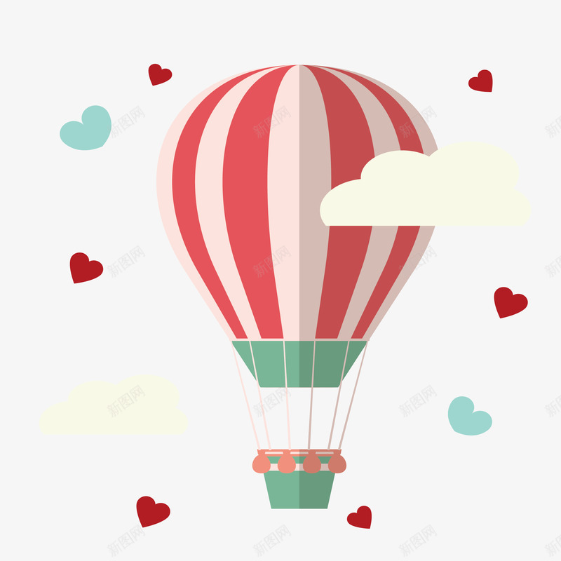 红色情人节热气球矢量图eps免抠素材_新图网 https://ixintu.com 情人节 浪漫有意义 热气球 爱情 爱的象征 红色 矢量图