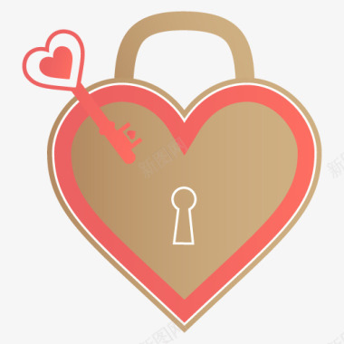钥匙锁心情人节心形图标图标