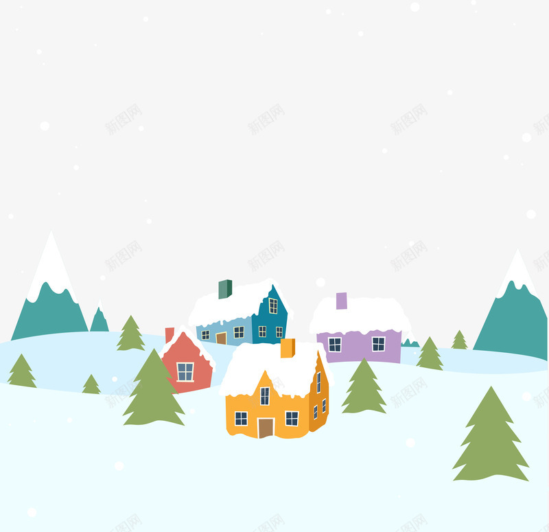 彩色房子上的雪png免抠素材_新图网 https://ixintu.com 屋顶雪 彩色 房屋 雪 雪地 雪山