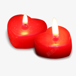 燃烧的烛光红色心形蜡烛高清图片