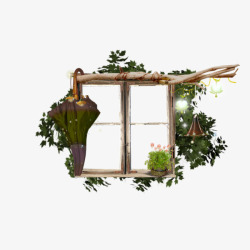 一扇窗植物底纹窗户图案高清图片