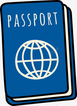卡通蓝色护照通行证素材