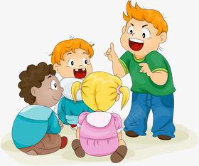 4个伙伴一起讨论png免抠素材_新图网 https://ixintu.com 小孩 小组 小组讨论会 插画 玩耍聊天 说话