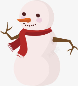 冬季指示牌手绘卡通系红围巾雪人高清图片