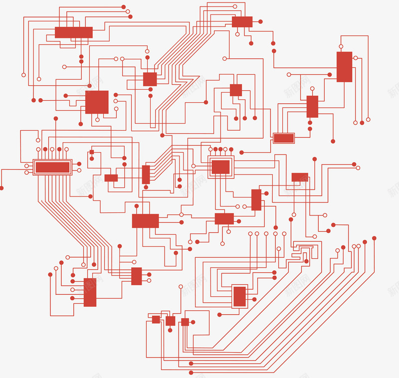 物理科技电路png免抠素材_新图网 https://ixintu.com 接线点 物理电路 电路线条 科技 红色