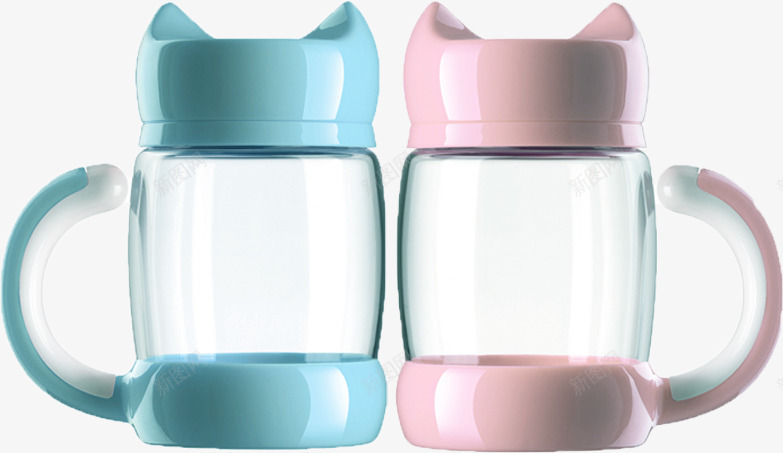 创意合成手绘质感小猫造型水杯png免抠素材_新图网 https://ixintu.com 创意 合成 水杯 质感 造型