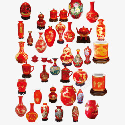 中国红瓷器合集素材