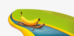 水中的船创意水中划船的香蕉高清图片