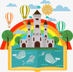 童话故事书彩虹童话城堡高清图片