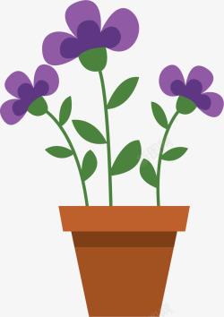 紫罗兰卡通家庭绿植素材