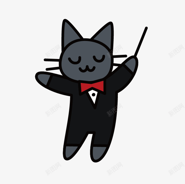 卡通小猫png免抠素材_新图网 https://ixintu.com 卡通动物 卡通小猫 手绘 猫 猫咪 音乐指挥手