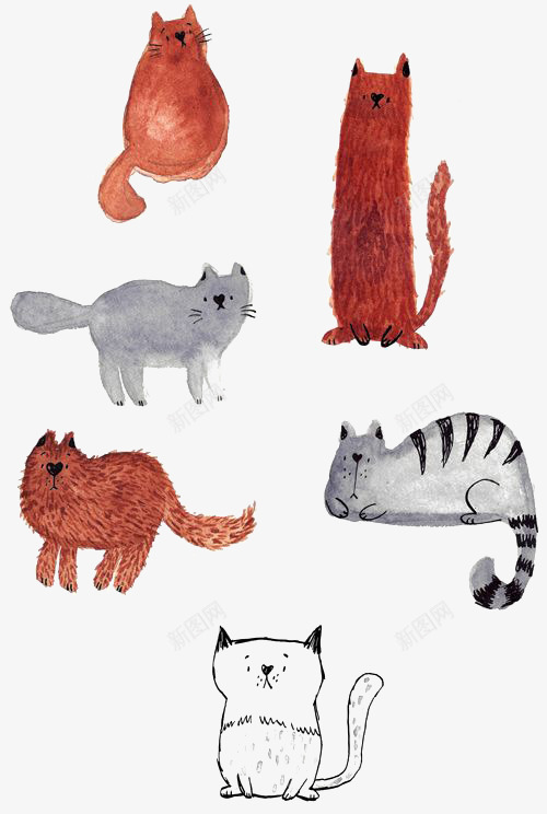 卡通宠物猫png免抠素材_新图网 https://ixintu.com 卡通 合集 宠物猫 手绘猫咪