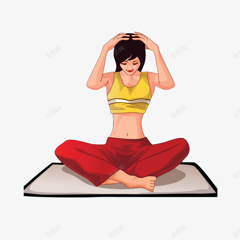 瑜伽基本动作之四png免抠素材_新图网 https://ixintu.com 卡通 瑜伽 瑜伽培训 锻炼