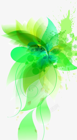 绿色叶片手绘背景七夕情人节素材