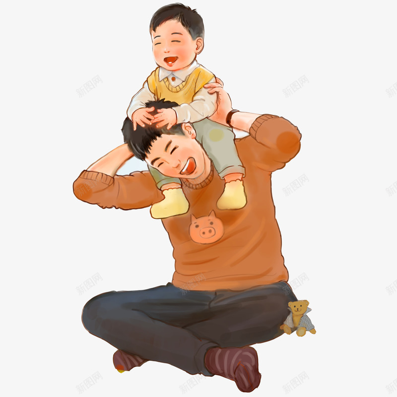 亲子插画系列png免抠素材_新图网 https://ixintu.com 亲子 儿童 家人 母子 温馨的画面 父子