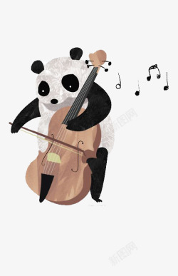 矢量卡通大熊猫大熊猫拉小提琴高清图片