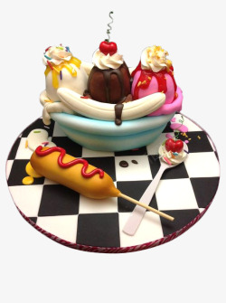 情人节蛋糕背景香蕉船蛋糕高清图片