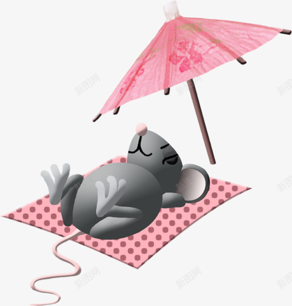 可爱小老鼠png免抠素材_新图网 https://ixintu.com 乘凉 伞 坐着抬起一只爪子的 沙滩 老鼠 老鼠抬脚 遮阳伞