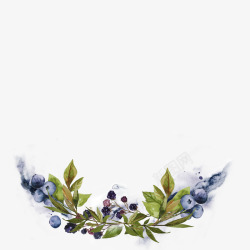 蓝莓叶子手绘小清新蓝莓边框高清图片