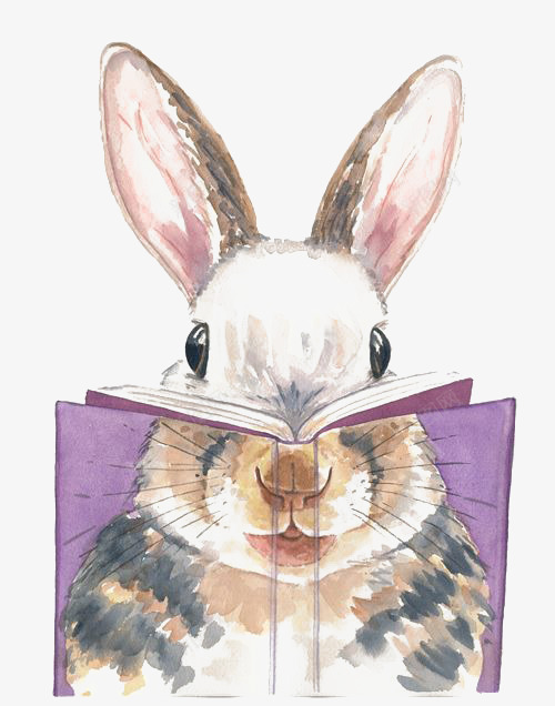看书的兔子png免抠素材_新图网 https://ixintu.com 兔子 创意 卡通 宠物 手绘 插画 水彩 错位