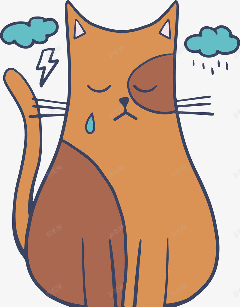 下雨天伤心的小猫png免抠素材_新图网 https://ixintu.com 下雨天 卡通 小猫